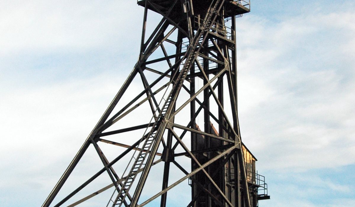Historic headframe at the Sable Creek site